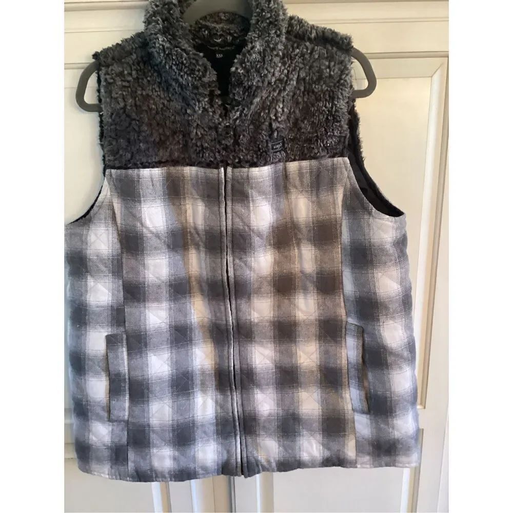 Simply Southern Fleece Flannel Vest Sz 2XL WITH Black White